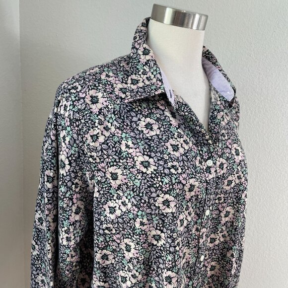 Chaps Womens Plus XXL No Iron Floral Button Up Shirt Long Sleeve Blouse Top - Picture 2 of 11